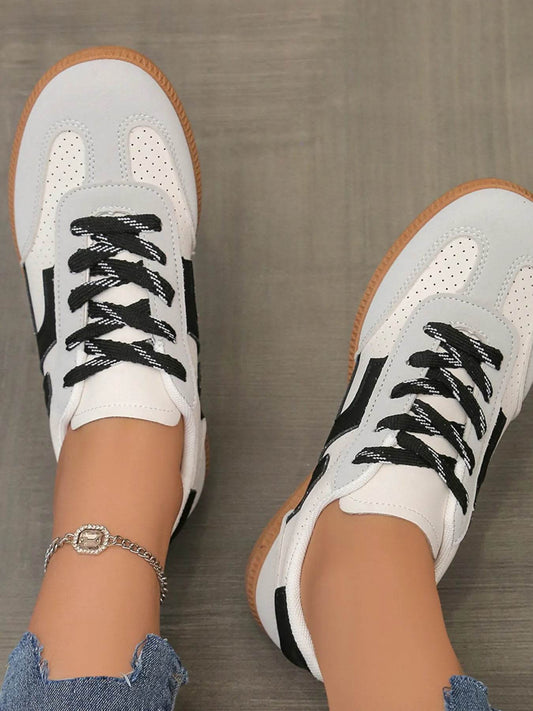 Lace Up Round Toe Sneakers - Tredona LLC