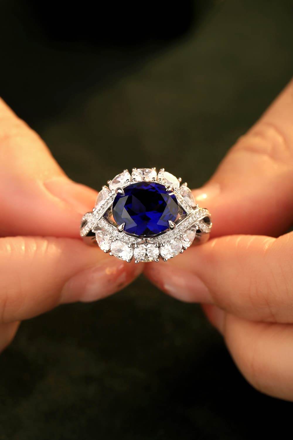 5 Carat Lab-Grown Sapphire Platinum-Plated Ring - Tredona LLC