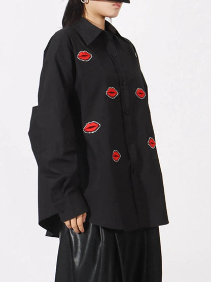 Lips Button Up Long Sleeve Shirt - Tredona LLC