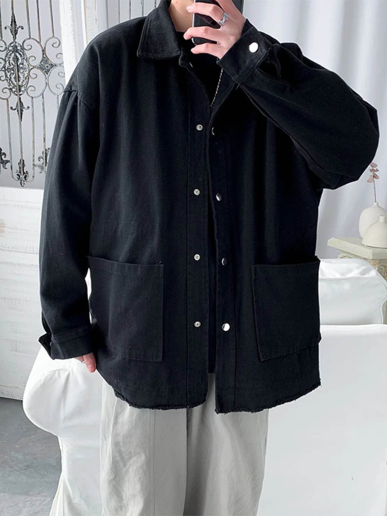 Men's Button Up Long Sleeve Jacket - Tredona LLC