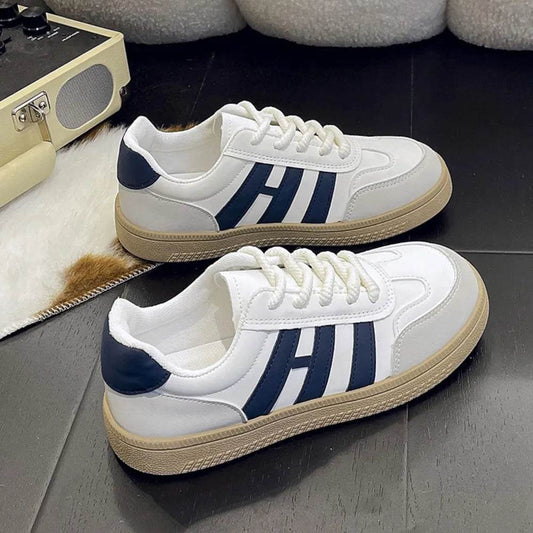 Contrast Round Toe Platform Sneakers - Tredona LLC
