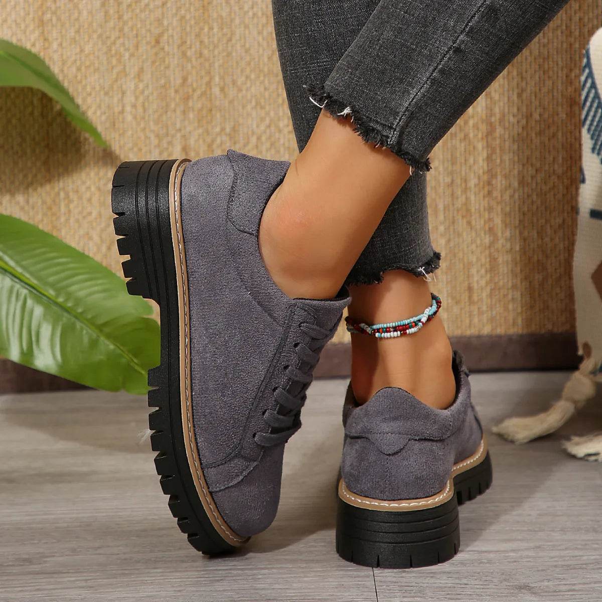 Lace Up Round Toe Platform Sneakers - Tredona LLC
