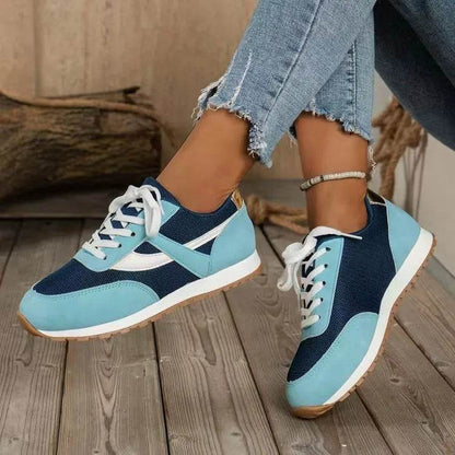 Mesh Contrast Round Toe Sneakers - Tredona LLC
