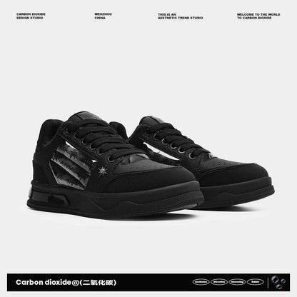 Couple's Black All-match National Fashion Platform Star Pattern Sneakers - Tredona LLC