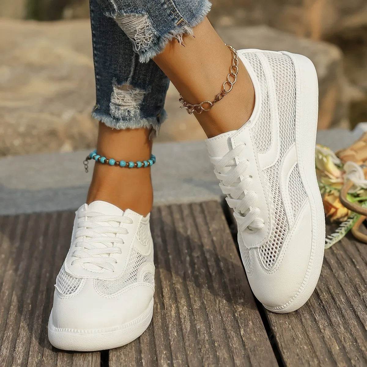 Mesh Lace Up Sneakers - Tredona LLC