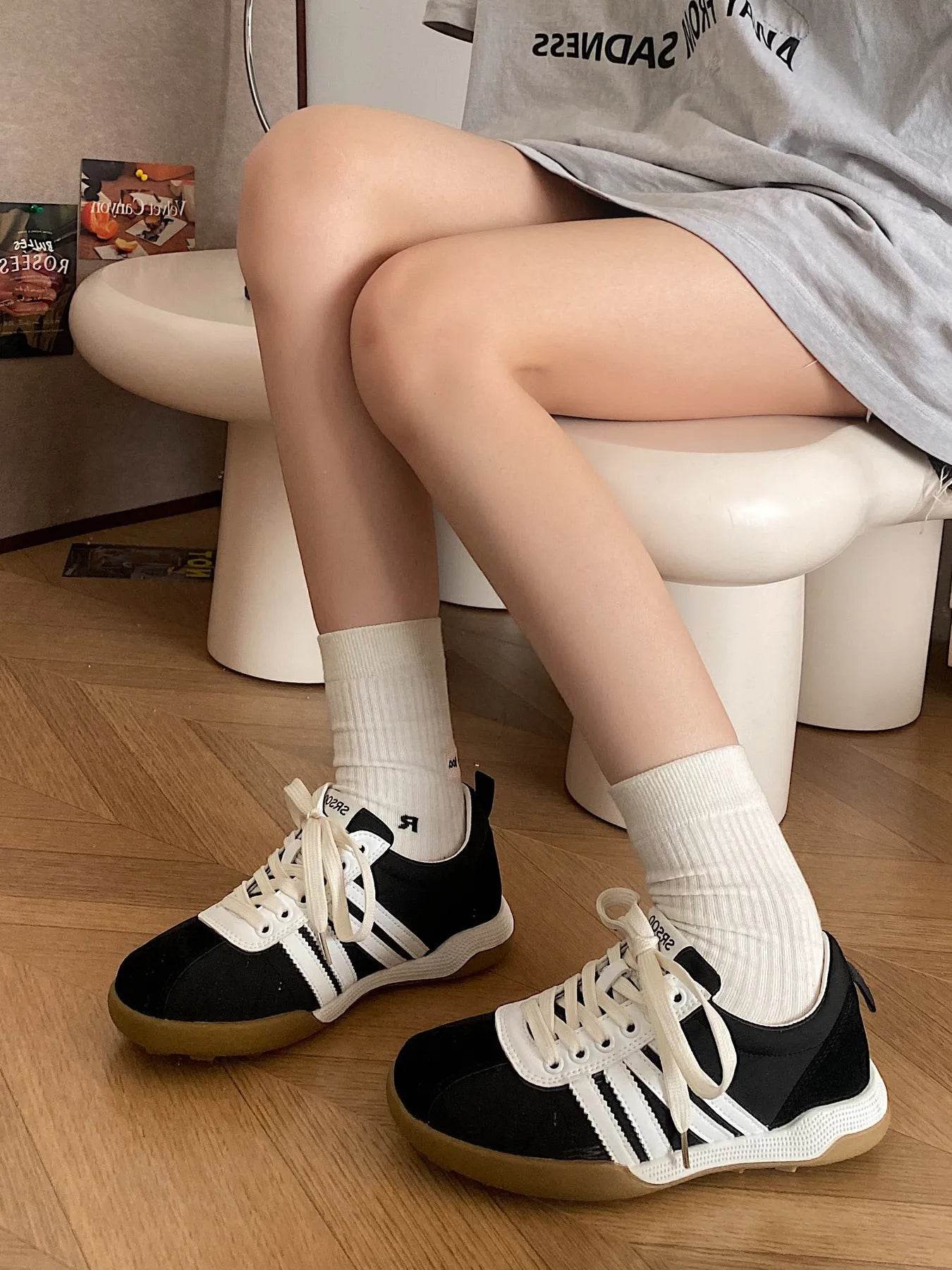 Striped Lace Up Sneakers - Tredona LLC