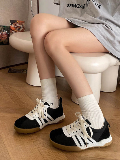 Striped Lace Up Sneakers - Tredona LLC