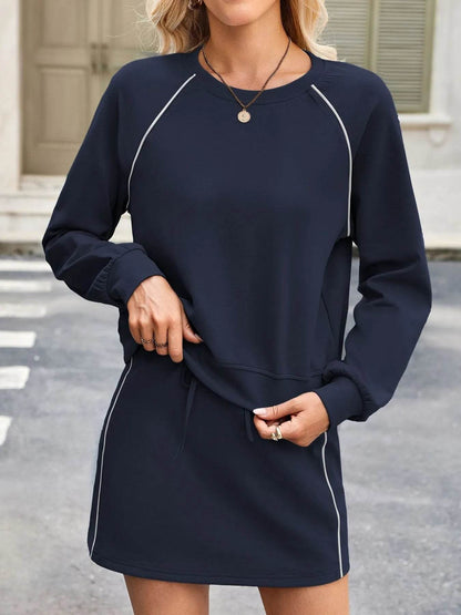 Round Neck Raglan Sleeve Top and Skort Set - Tredona LLC