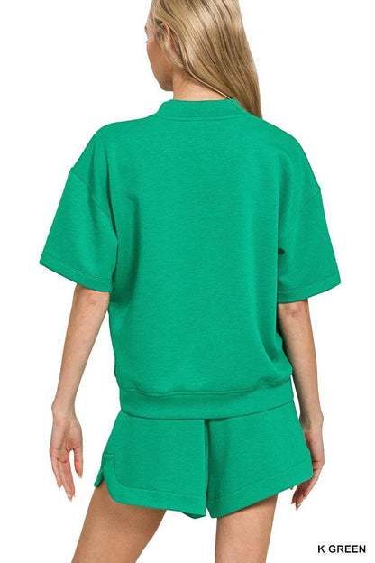 Zenana Scuba Short Sleeve T-Shirt and Shorts Set - Tredona LLC