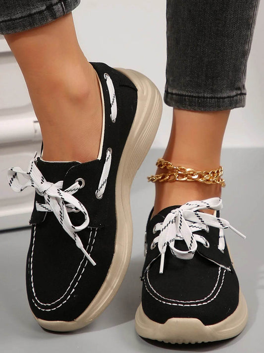 Lace Up Round Toe Sneakers - Tredona LLC