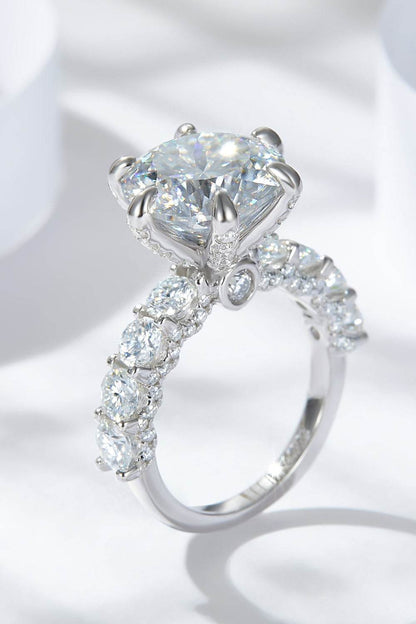3-Carat Moissanite Platinum-Plated Side Stone Ring - Tredona LLC