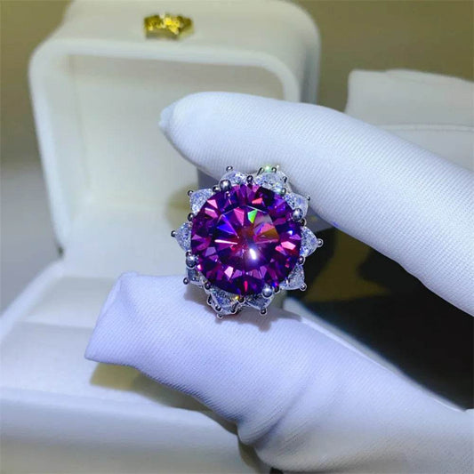 10 Carat Moissanite 925 Sterling Silver Flower Shape Ring - Tredona LLC