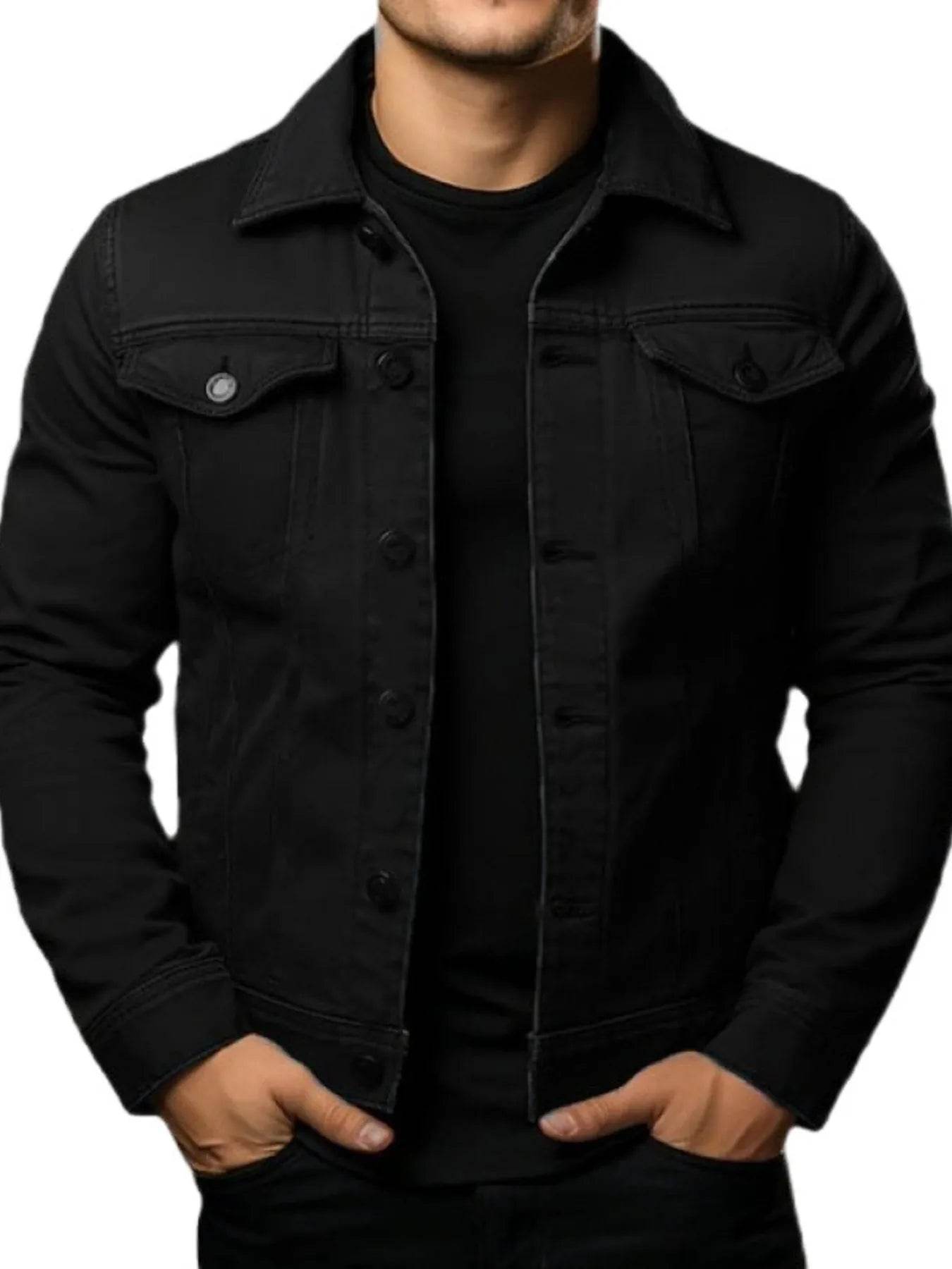 Men's Full Size Button Up Long Sleeve Jacket Plus Size - Tredona LLC