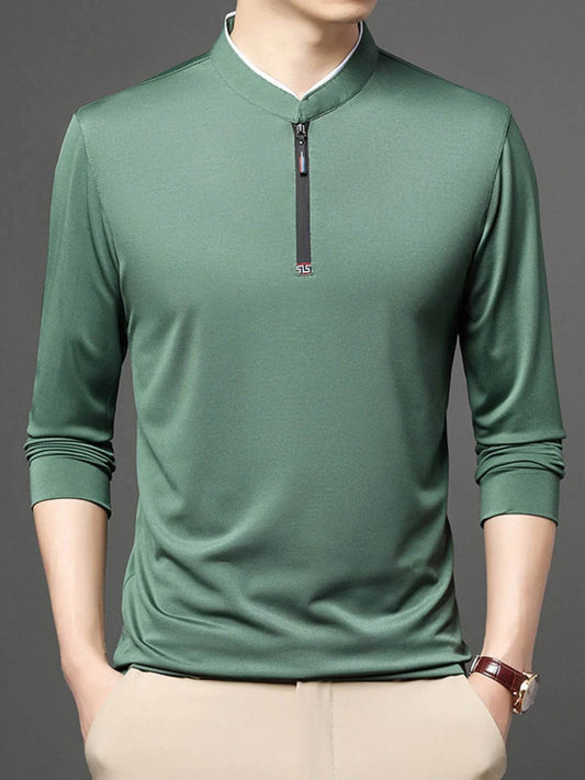 Men's Plus Size Quarter Zip Long Sleeve Top - Tredona LLC