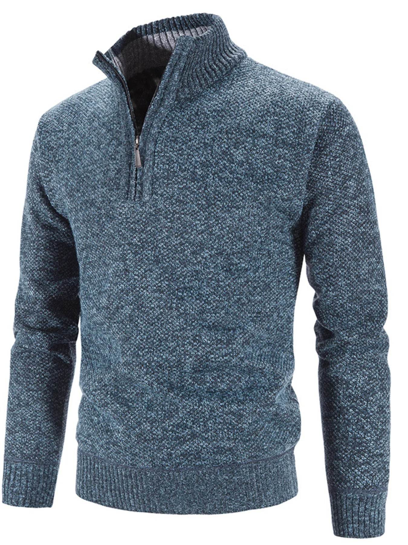 Men's Plus Size Quarter Zip Long Sleeve Sweater - Tredona LLC