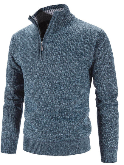 Men's Plus Size Quarter Zip Long Sleeve Sweater - Tredona LLC