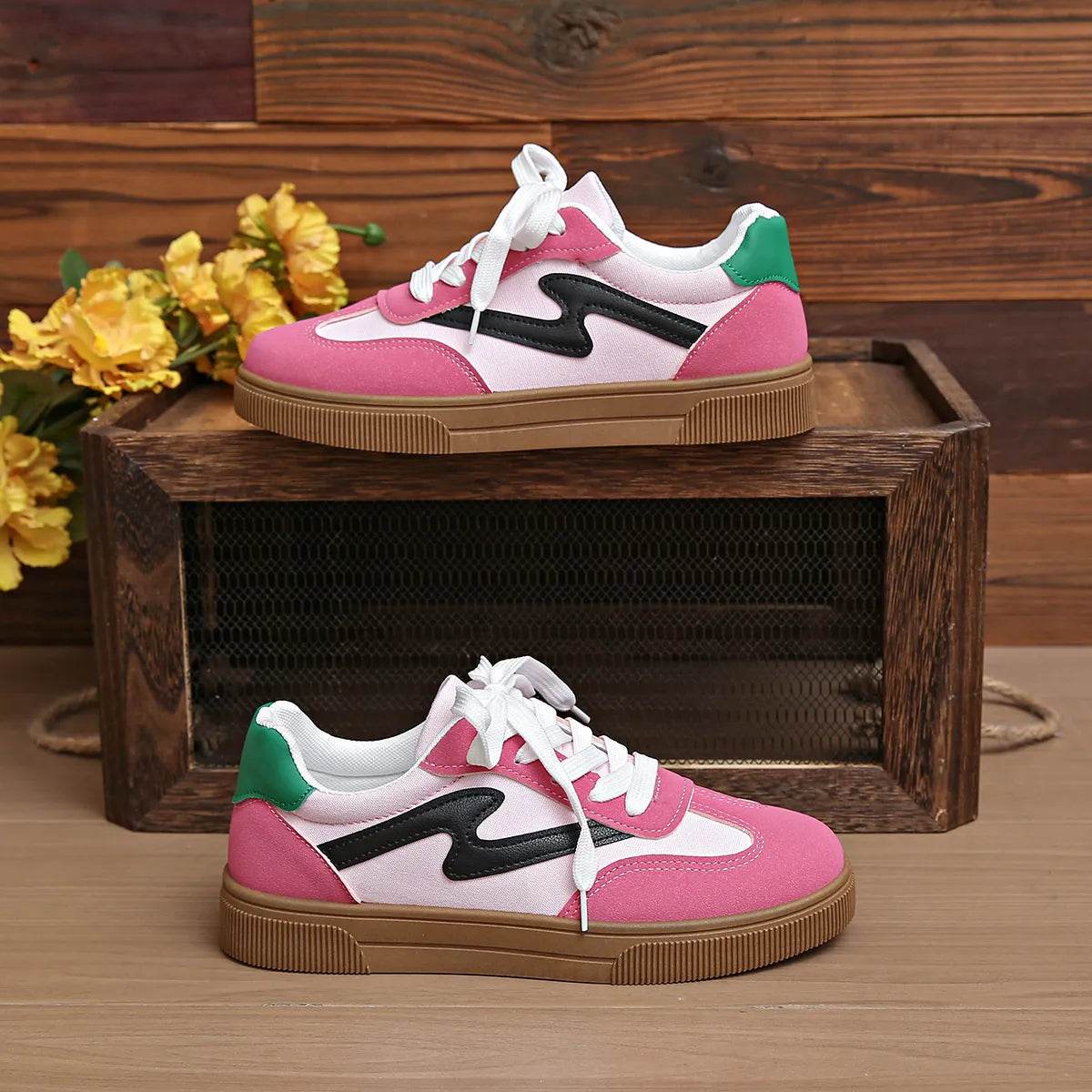 Round Toe Lace Up Sneakers - Tredona LLC