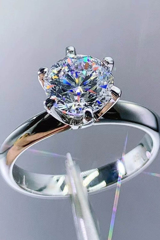 Adored 925 Sterling Silver 3 Carat Moissanite 6-Prong Ring - Tredona LLC