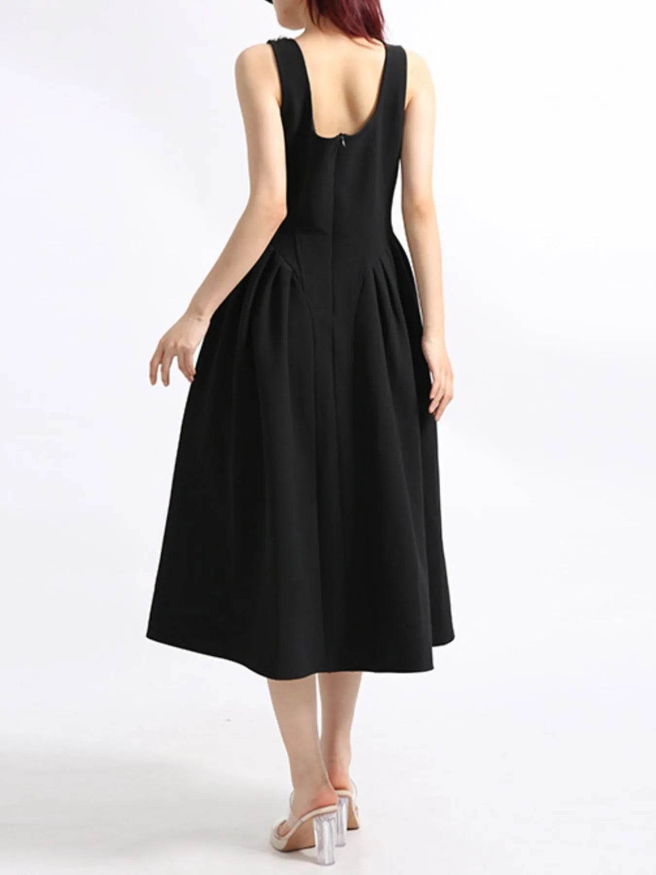 Flower Scoop Neck Sleeveless Dress - Tredona LLC