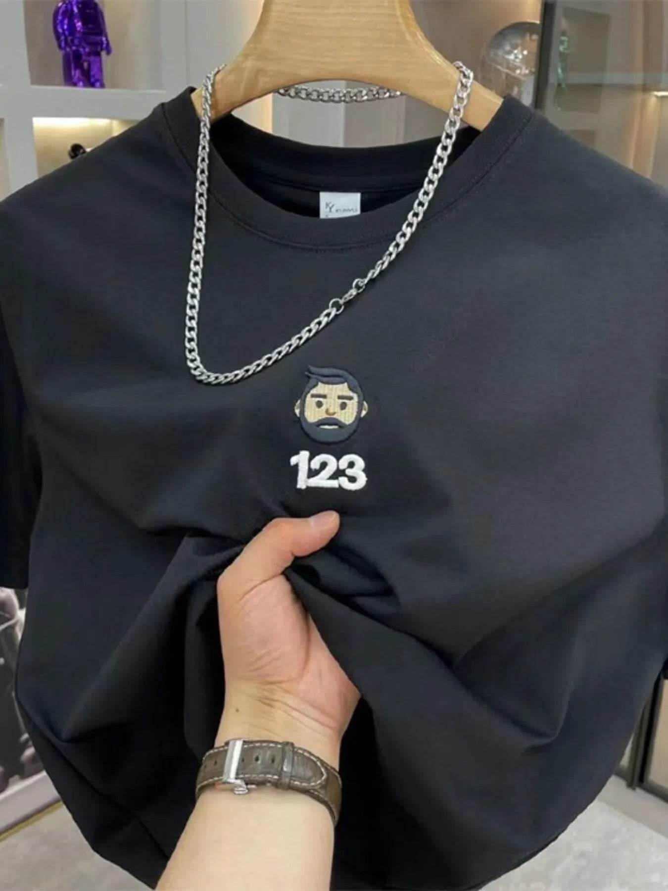 Men's Full Size Number 123 Round Neck T-Shirt Plus Size - Tredona LLC