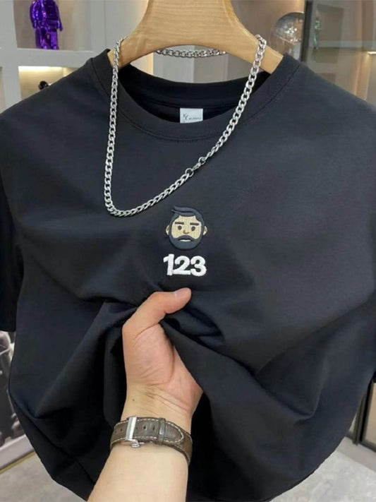 Men's Full Size Number 123 Round Neck T-Shirt Plus Size - Tredona LLC