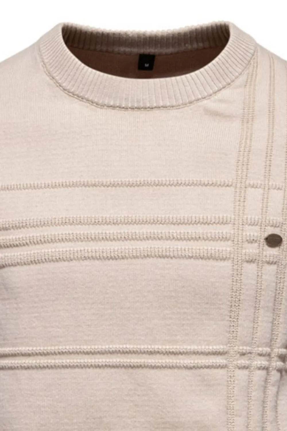 Men's Round Neck Striped Sweater - Tredona LLC