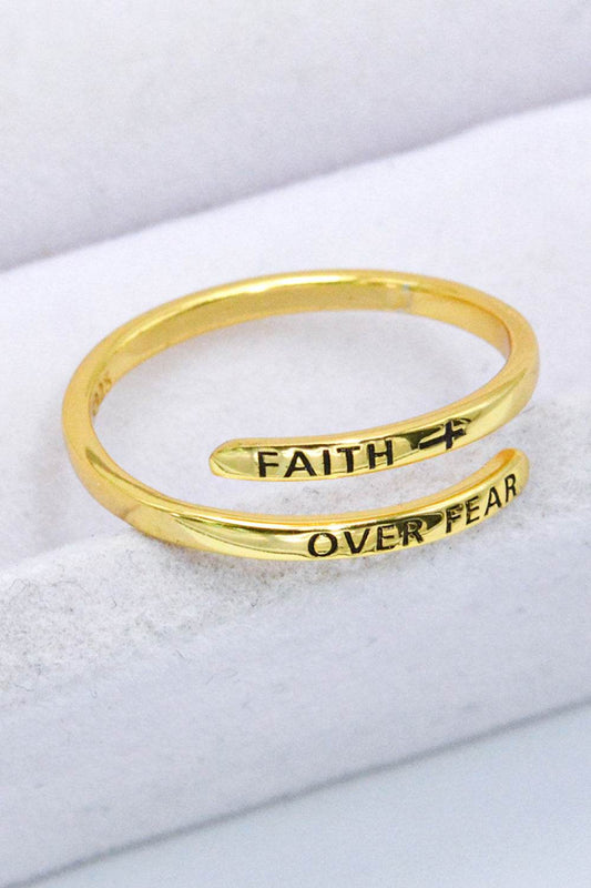 FAITH OVER FEAR Bypass Ring - Tredona LLC