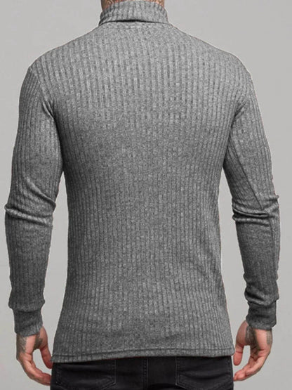 Men's Ribbed Turtleneck Long Sleeve Sweater - Tredona LLC