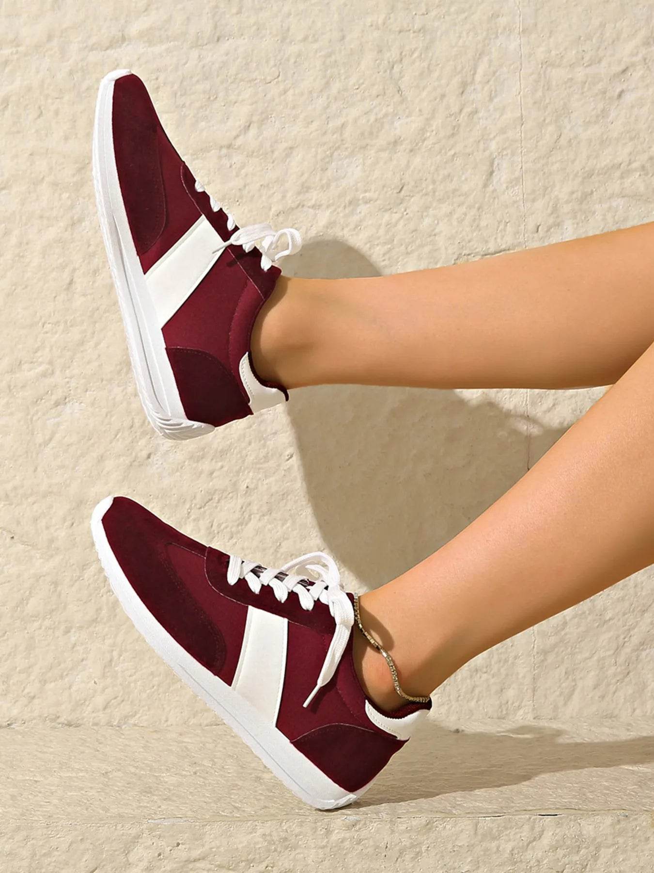 Round Toe Lace Up Sneakers - Tredona LLC