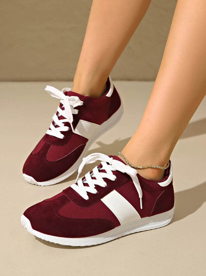 Round Toe Lace Up Sneakers - Tredona LLC