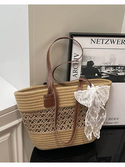 Woven Straw Shoulder Bag - Tredona LLC