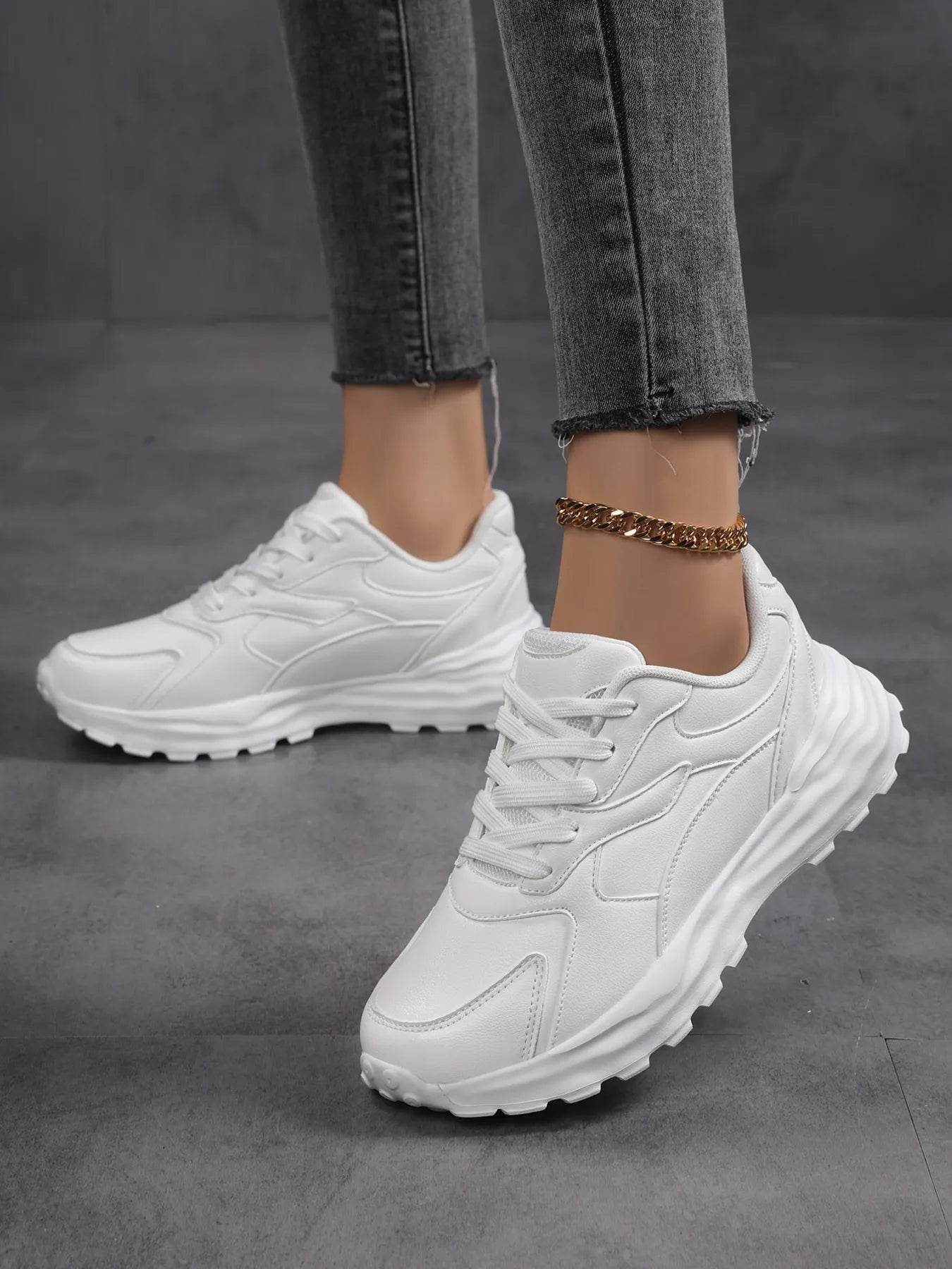 Round Toe Lace Up Sneakers - Tredona LLC