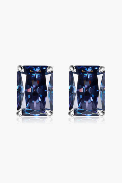 2 Carat Rectangle Moissanite 4-Prong Stud Earrings - Tredona LLC