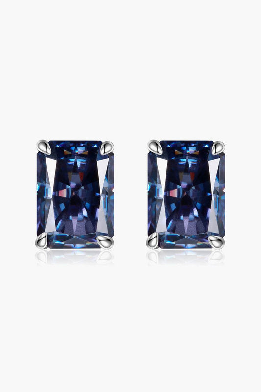 2 Carat Rectangle Moissanite 4-Prong Stud Earrings - Tredona LLC