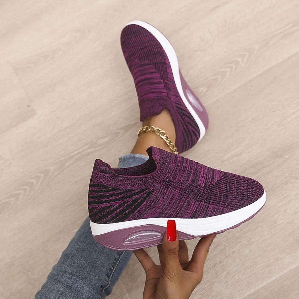 Breathable Mesh Wedge Sneakers - Tredona LLC