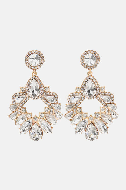 Zinc Alloy Frame Glass Stone Dangle Earrings - Tredona LLC