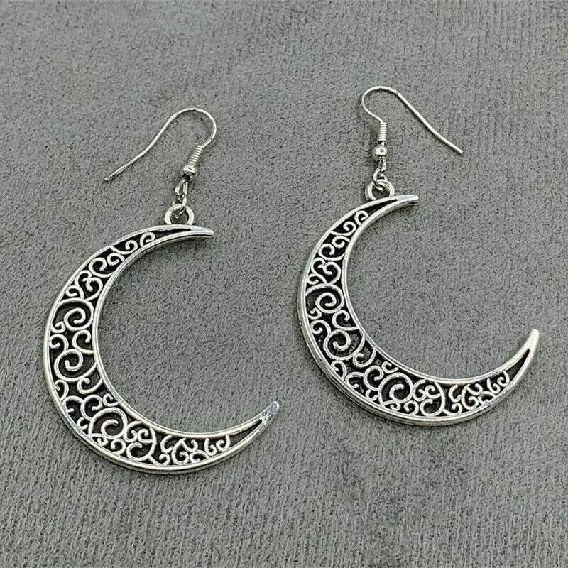 Alloy Cutout Moon Earrings - Tredona LLC