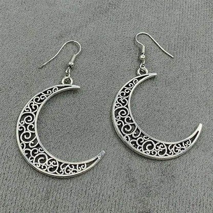 Alloy Cutout Moon Earrings - Tredona LLC