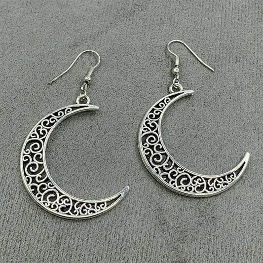 Alloy Cutout Moon Earrings - Tredona LLC