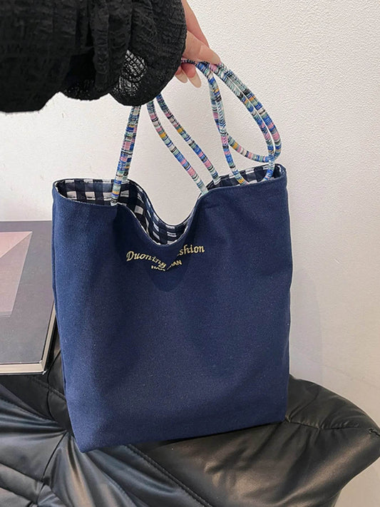 Gingham Pattern Tote Bag - Tredona LLC