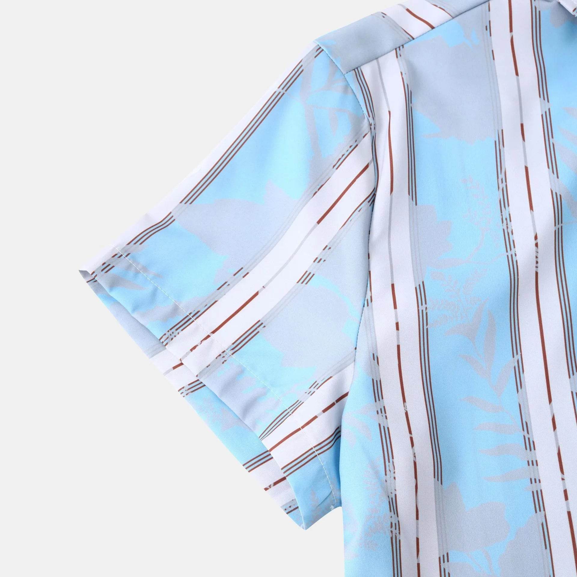 Men's Plus Size Casual Striped Short Sleeve Button-Up Shirt - Tredona LLC