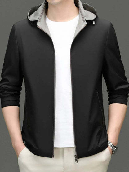 Men's Plus Size Zip Up Long Sleeve Hooded Jacket - Tredona LLC