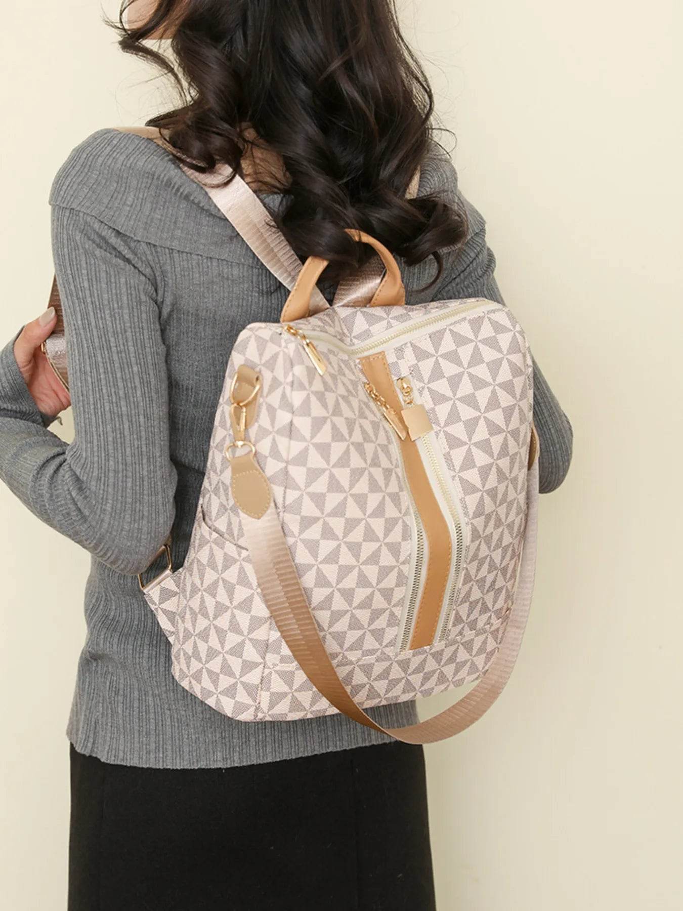 Geometric Pattern Backpack Bag - Tredona LLC