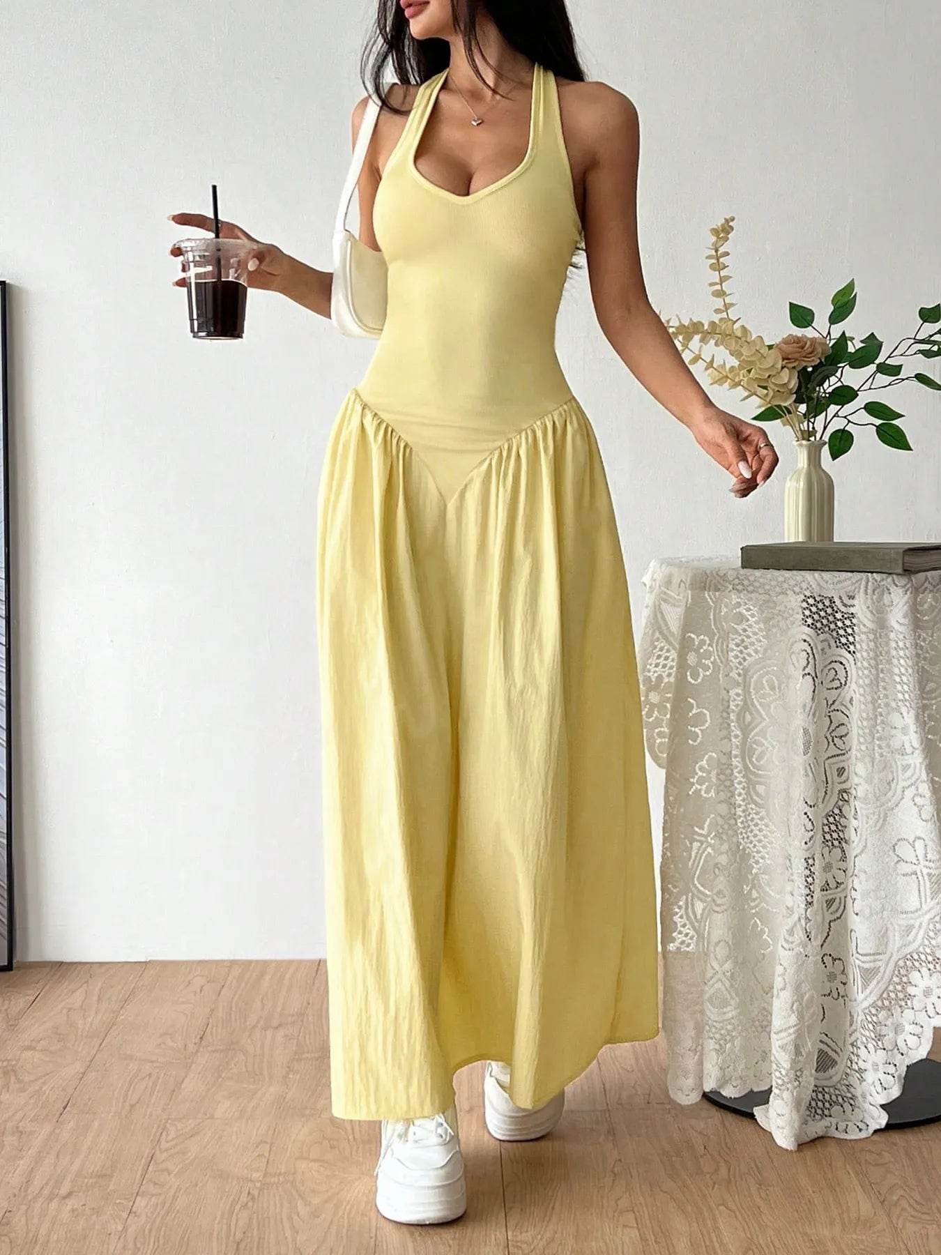 Halter Neck Maxi Dress - Tredona LLC