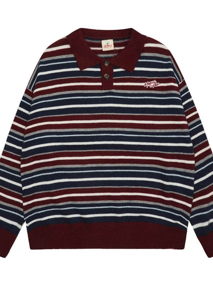Men's Striped Long Sleeve Sweater - Tredona LLC