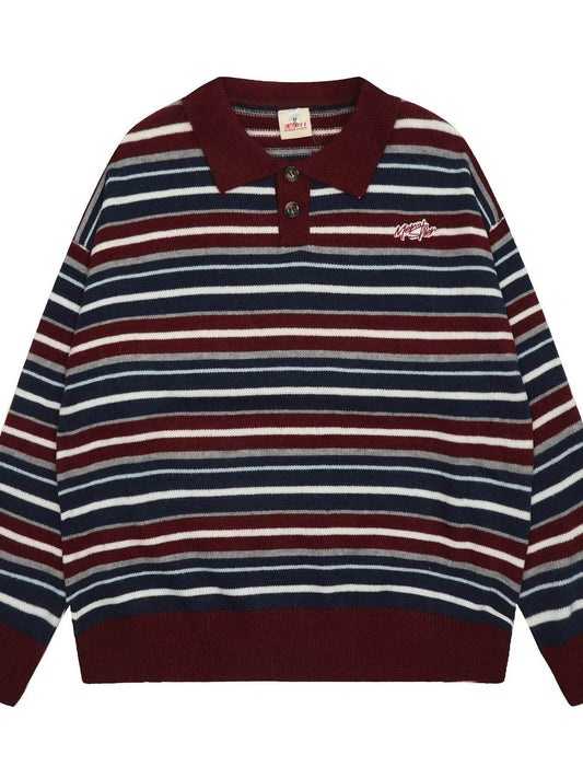 Men's Striped Long Sleeve Sweater - Tredona LLC