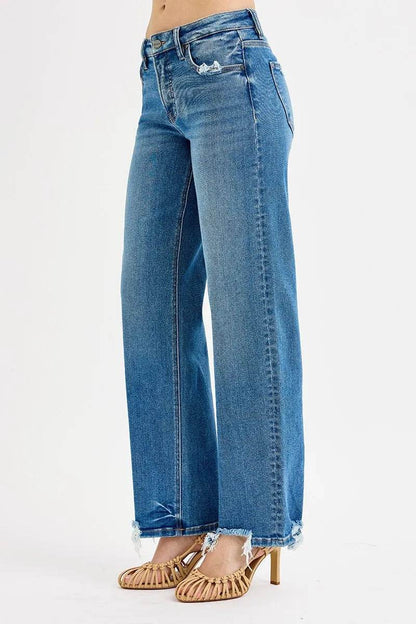 RISEN Full Size Mid Rise Baggy Jeans Plus Size - Tredona LLC