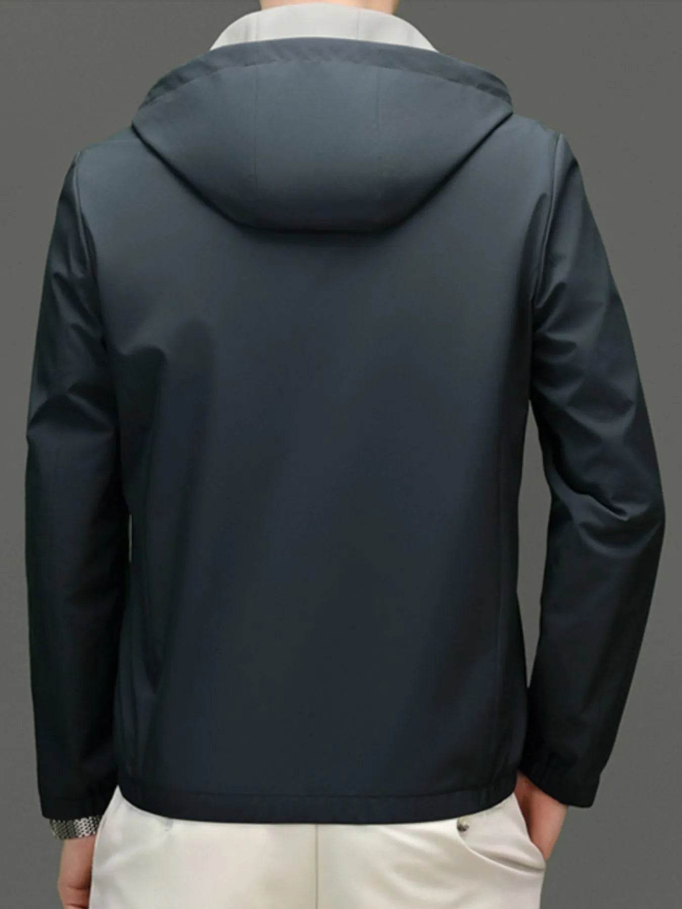 Men's Plus Size Zip Up Long Sleeve Hooded Jacket - Tredona LLC