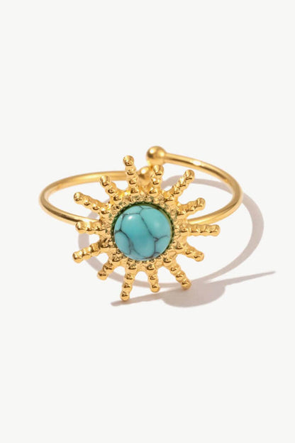Natural Stone Sun Shape Open Ring - Tredona LLC