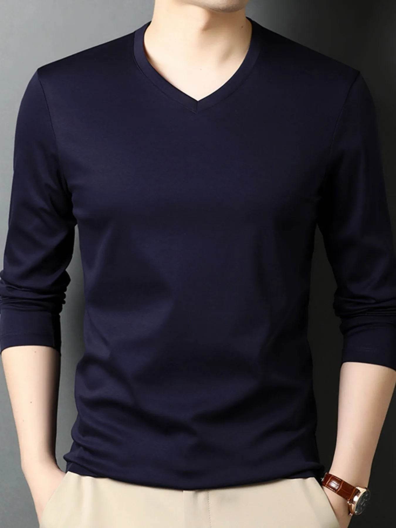 Men's V-Neck Long Sleeve T-Shirt - Tredona LLC
